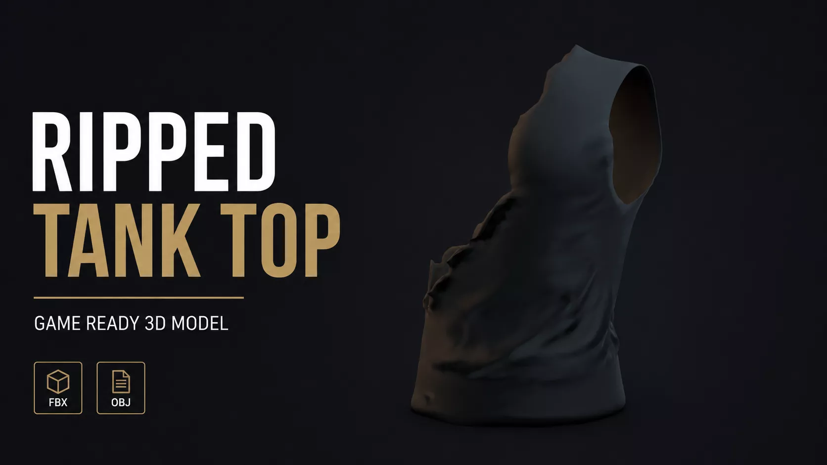 Ripper tank top clothing game ready Low-poly 3D model