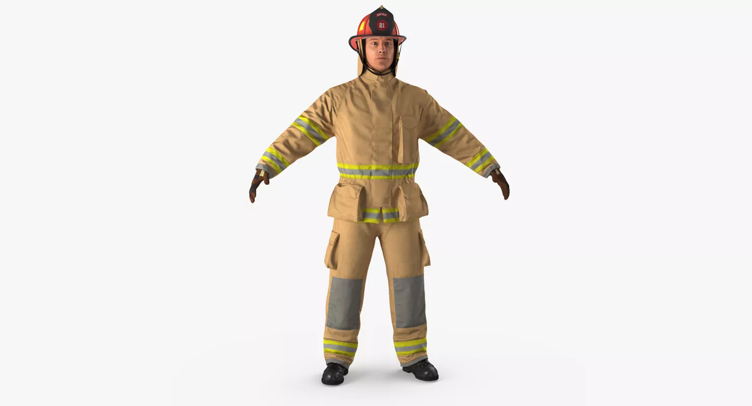 Firefighter with Fully Protective Suit 3D model