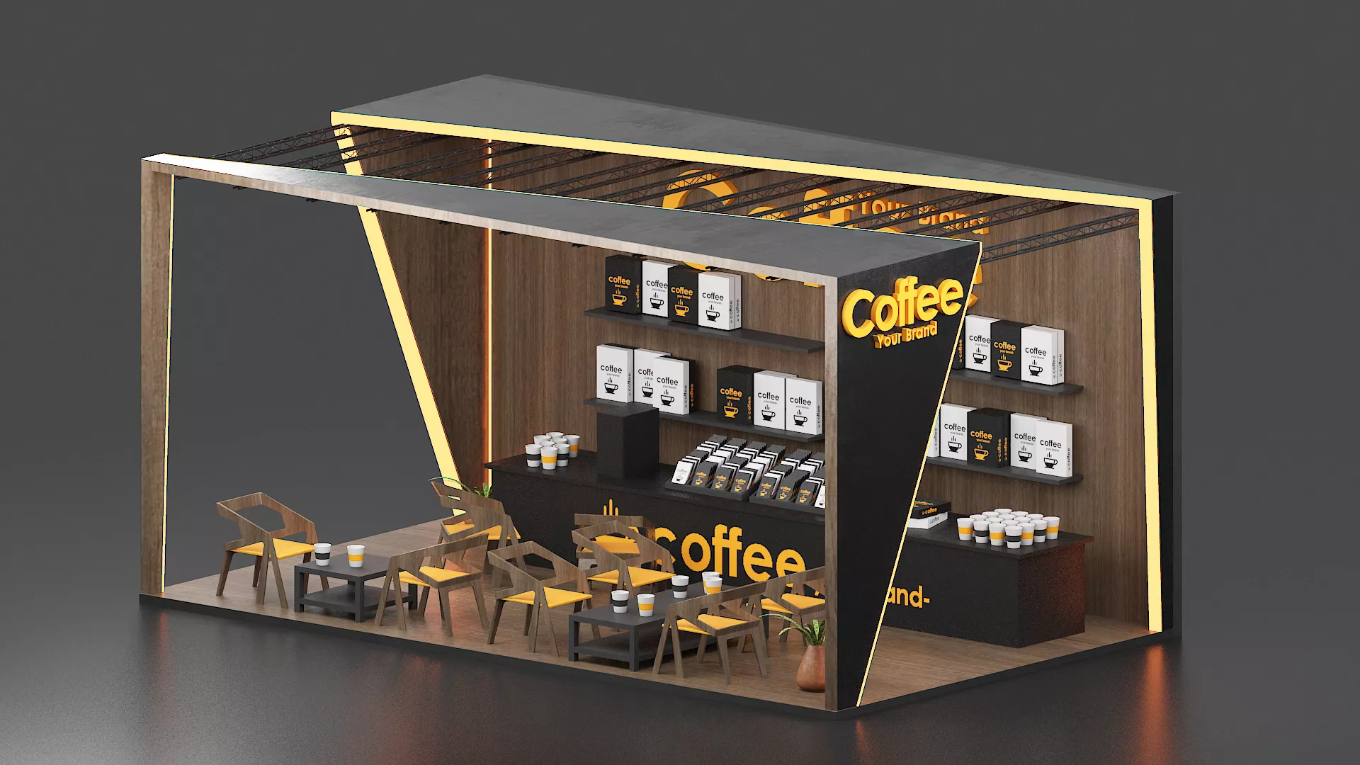 Modern Coffee Exhibition Booth 3D model