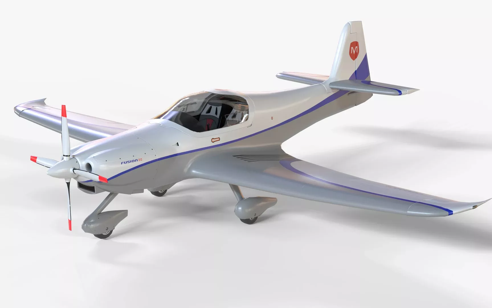 Fusion 212 aircraft for Game Ready and Cinematic Low-poly 3D model