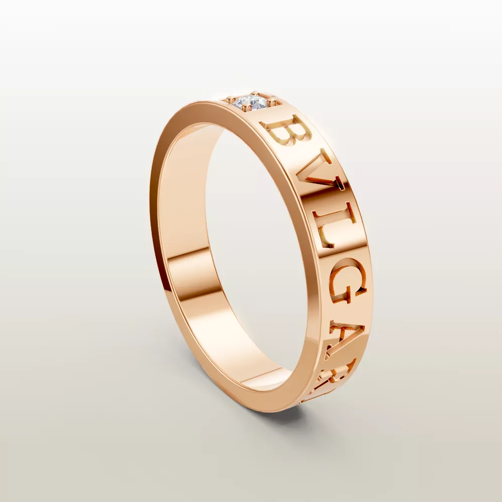 Bzero1 Essential band Bvlgari ring set with a diamond 3D print model