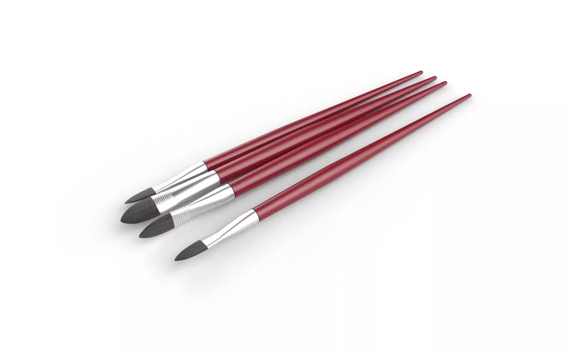 Paint Brush Set03 Low-poly 3D model