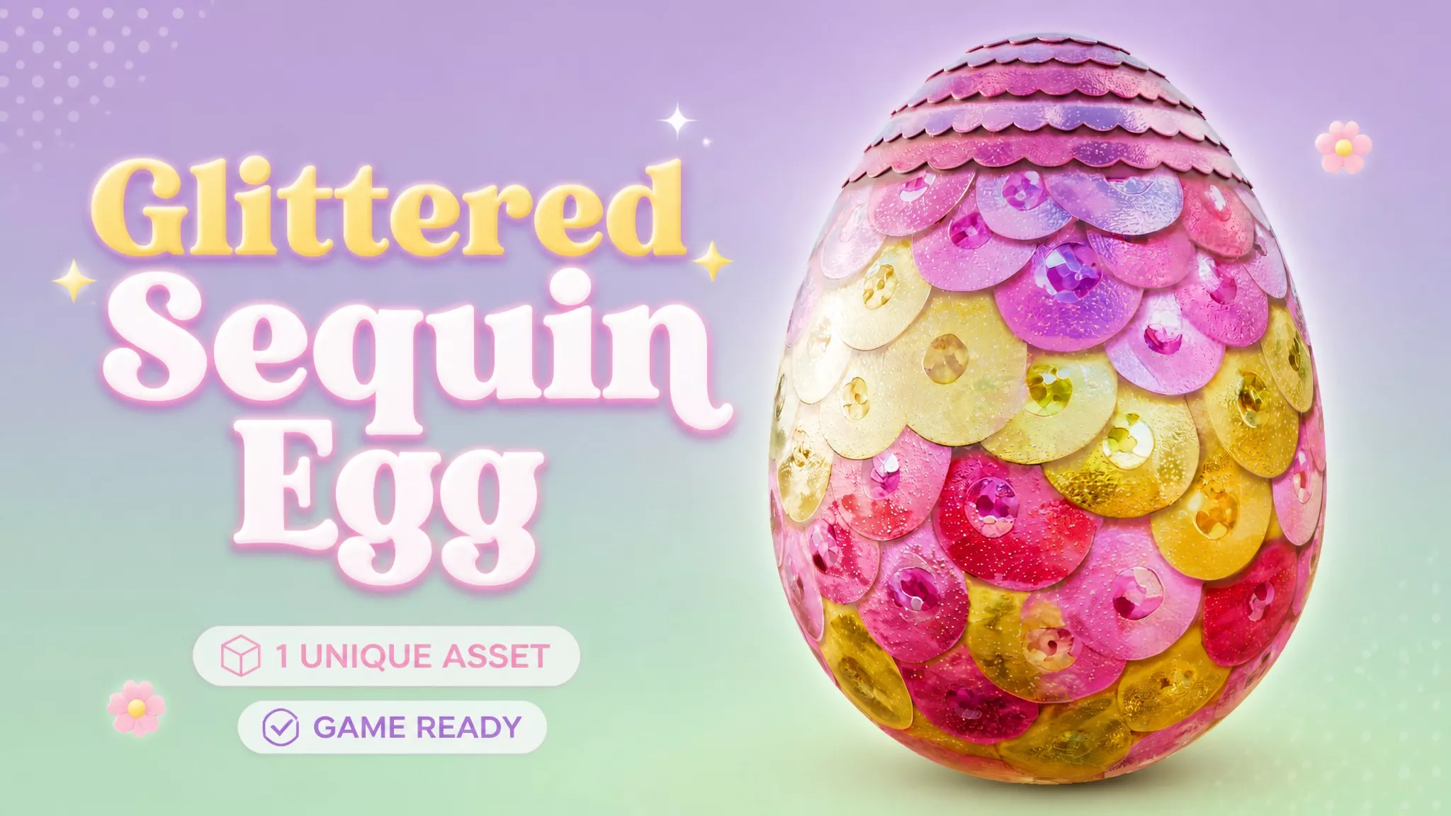 Glittered Sequin Egg Low-poly 3D model