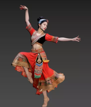 A16- Dragon Scene Dai Clothes Dancing Beautiful Women 3D model