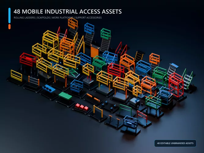 Industrial Mobile Ladders Scaffolds and Access Kit - 48 Assets
