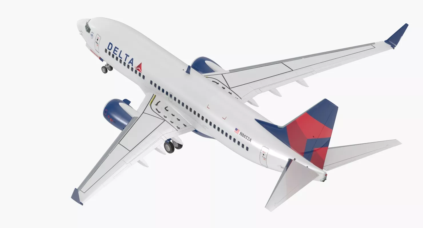 Boeing 737 700 Delta Air Lines Rigged 3D model