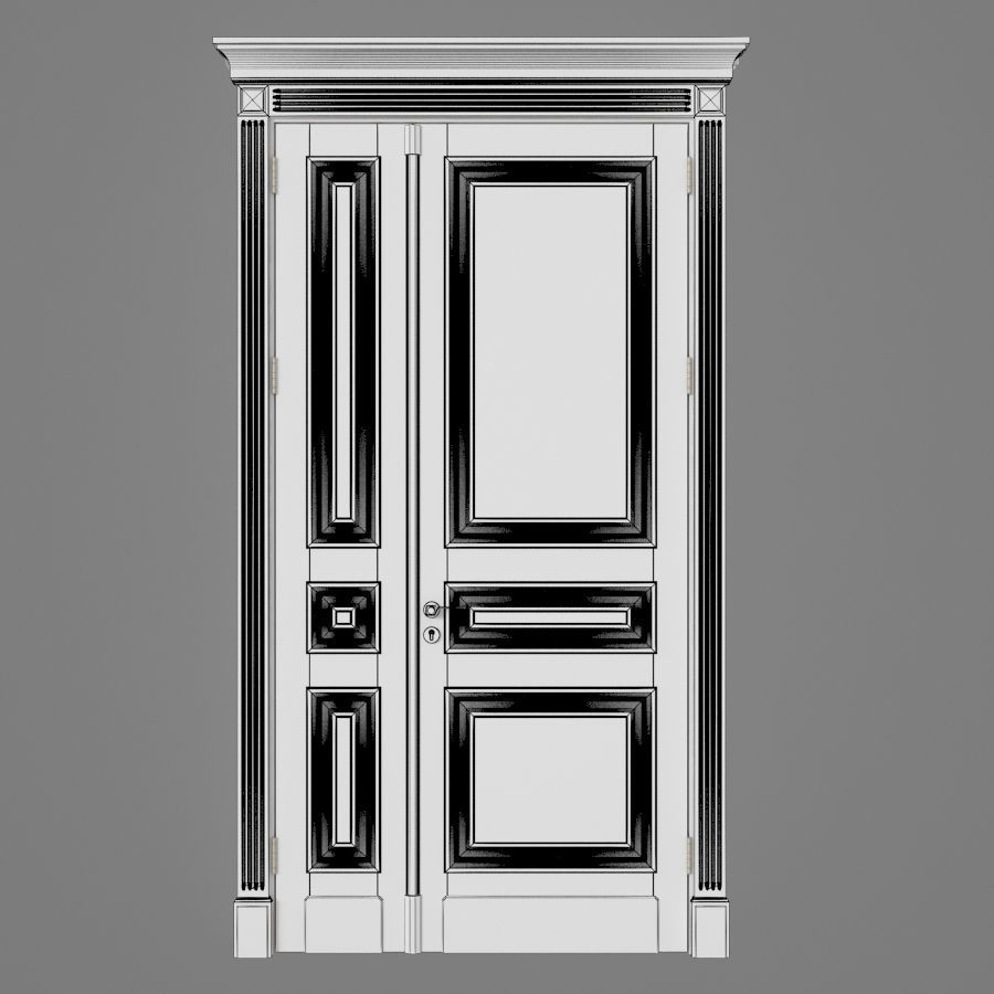 Door with trim 3D model_1