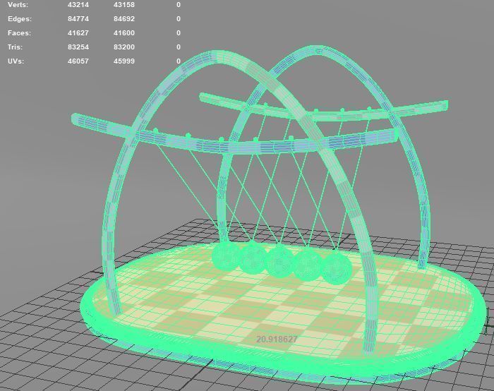 Newtons Cradle 3D model_5