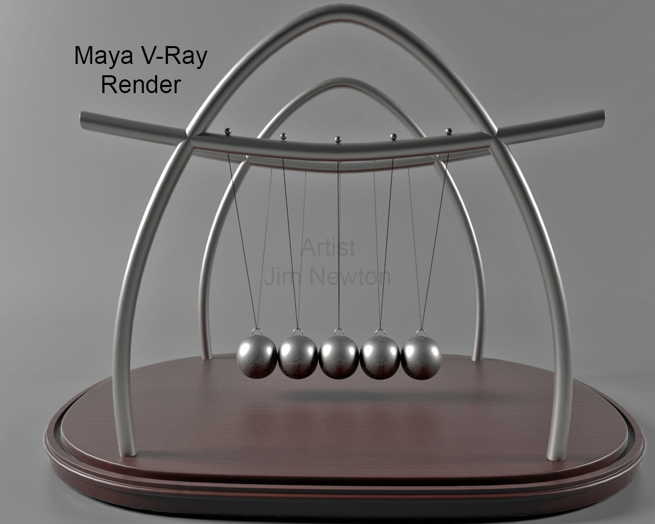 Newtons Cradle 3D model_2