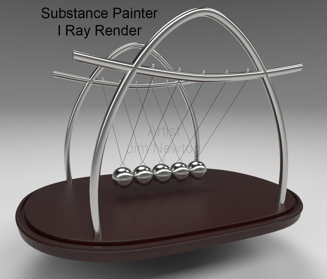 Newtons Cradle 3D model_3