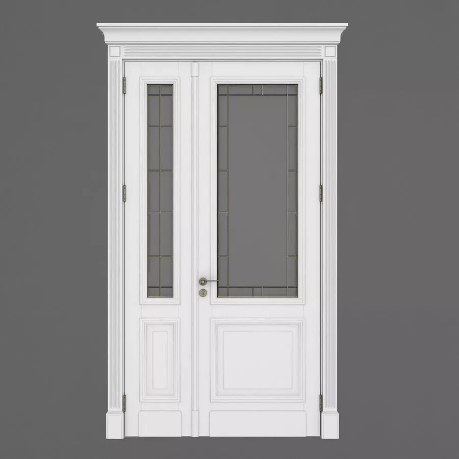 Door with glass 3D model_0