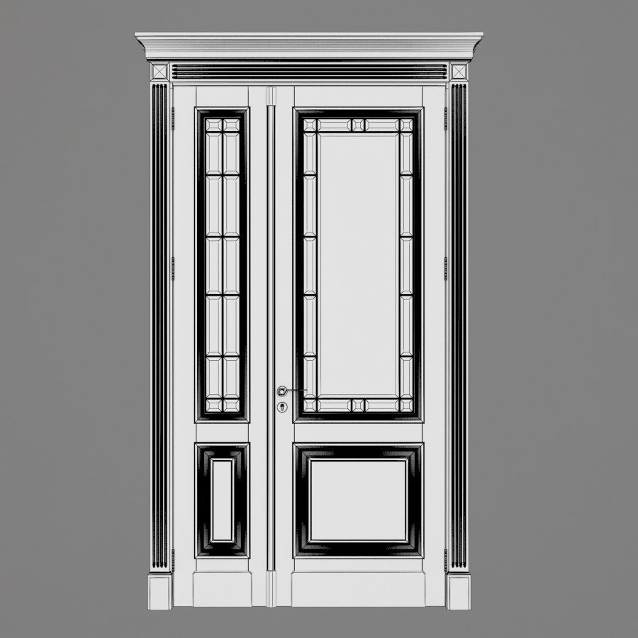 Door with glass 3D model_1