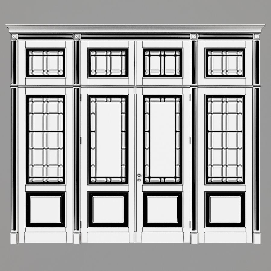 Door with glass panels 3D model_1