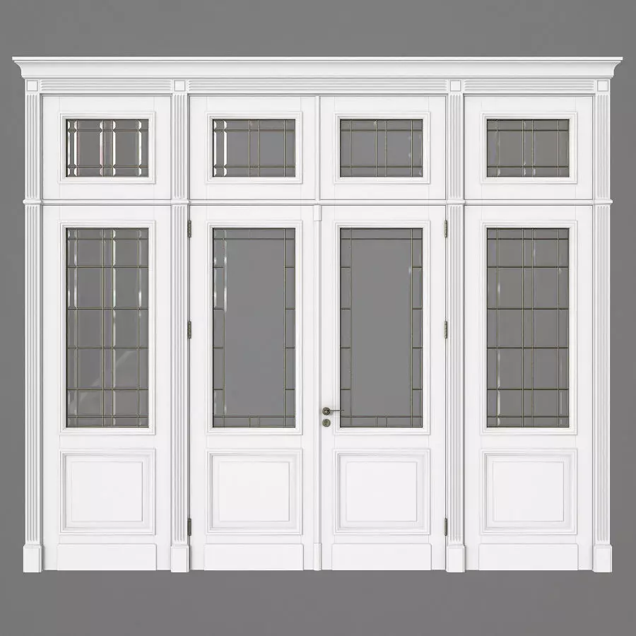 Door with glass panels 3D model_0