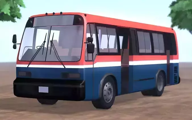 Bus 3D Metro mini Free low-poly 3D model