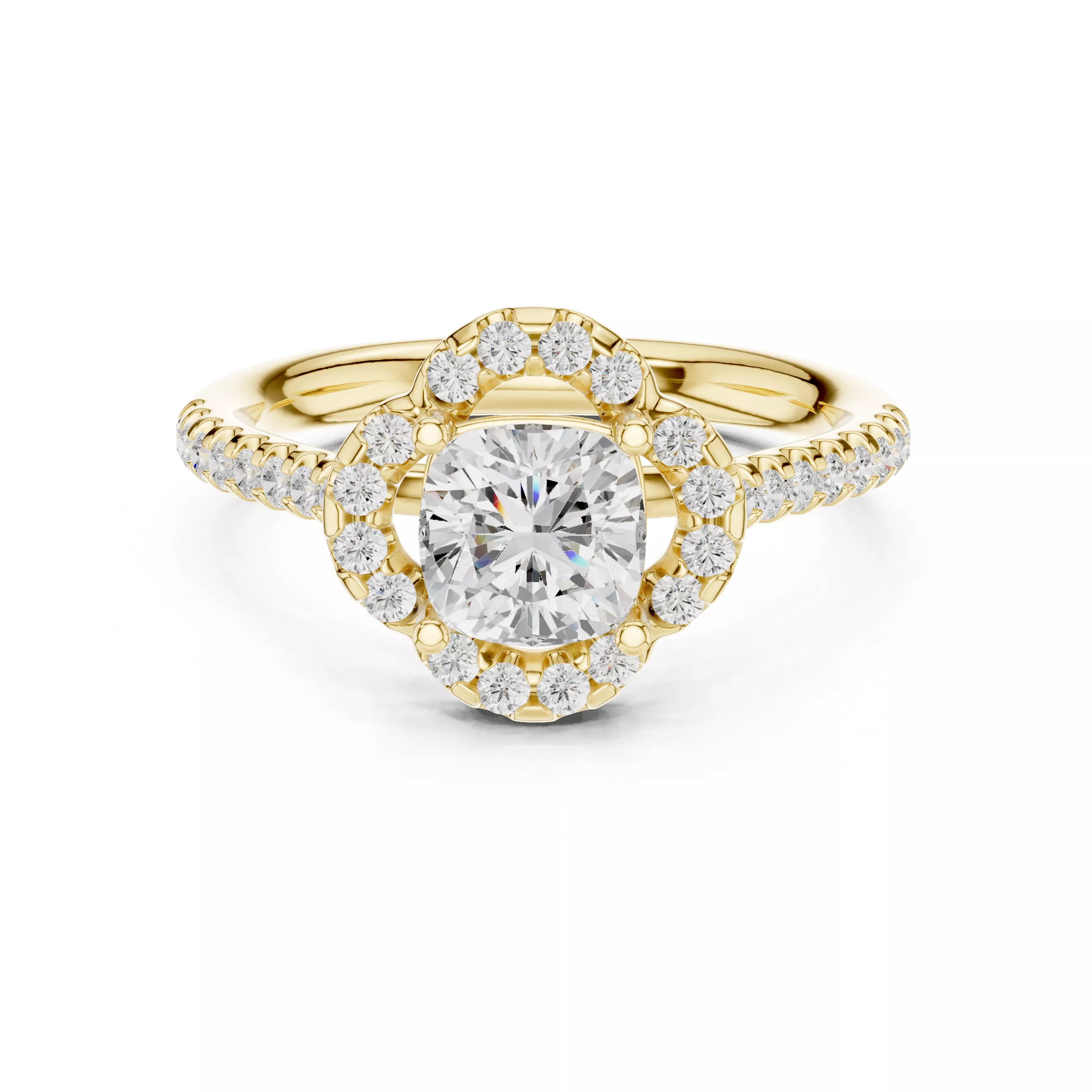 Cushion Engagement Ring 3D print model 3D print model