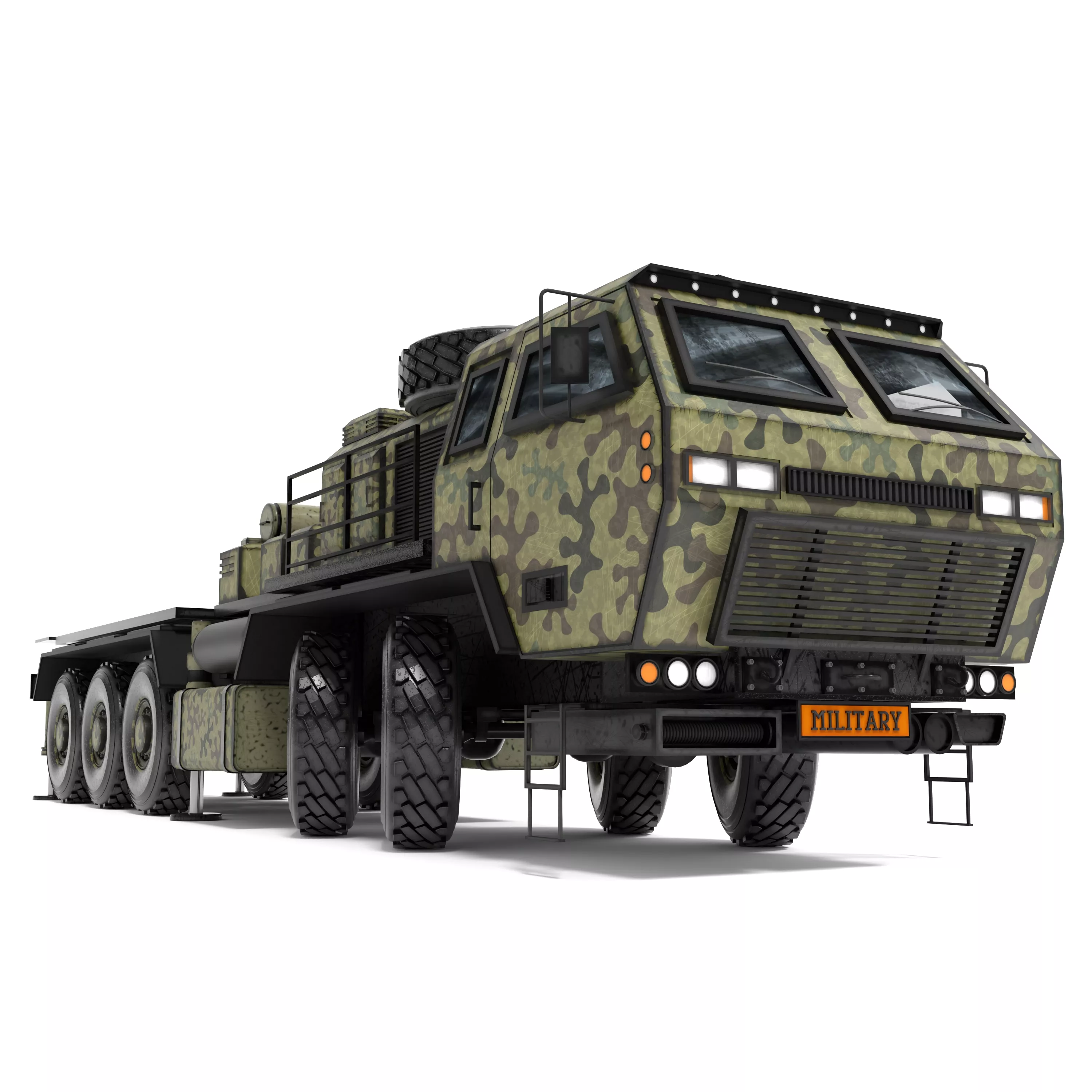 Stylized Heavy Military Truck 10x10 with Camouflage 3D model