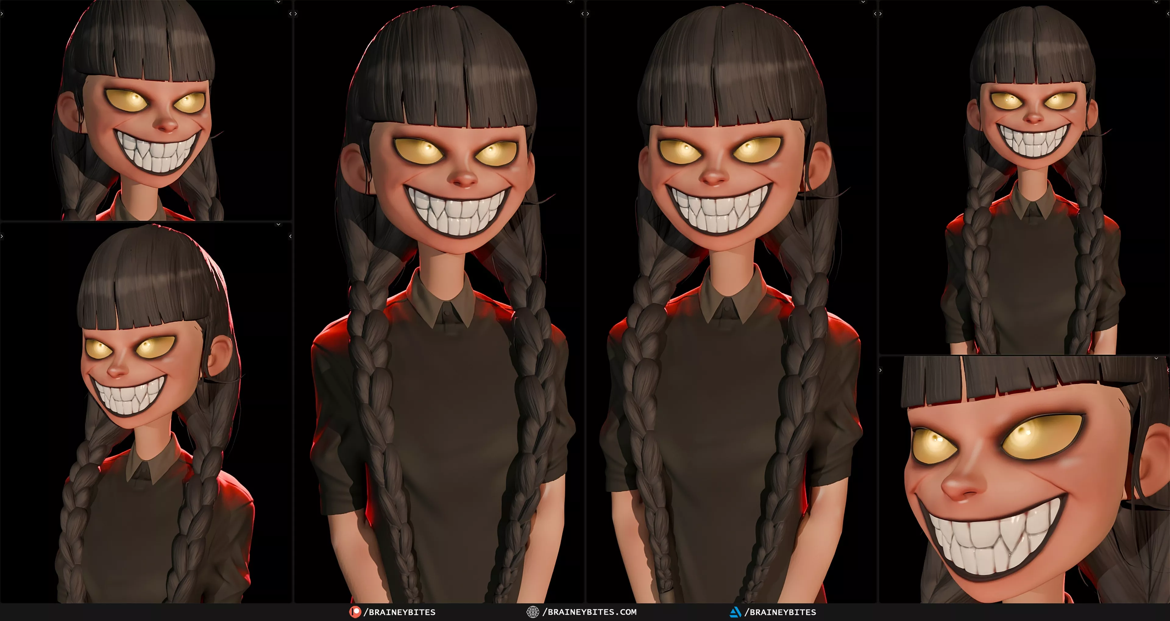 Creepy Smiley Girl in Blender Free 3D model