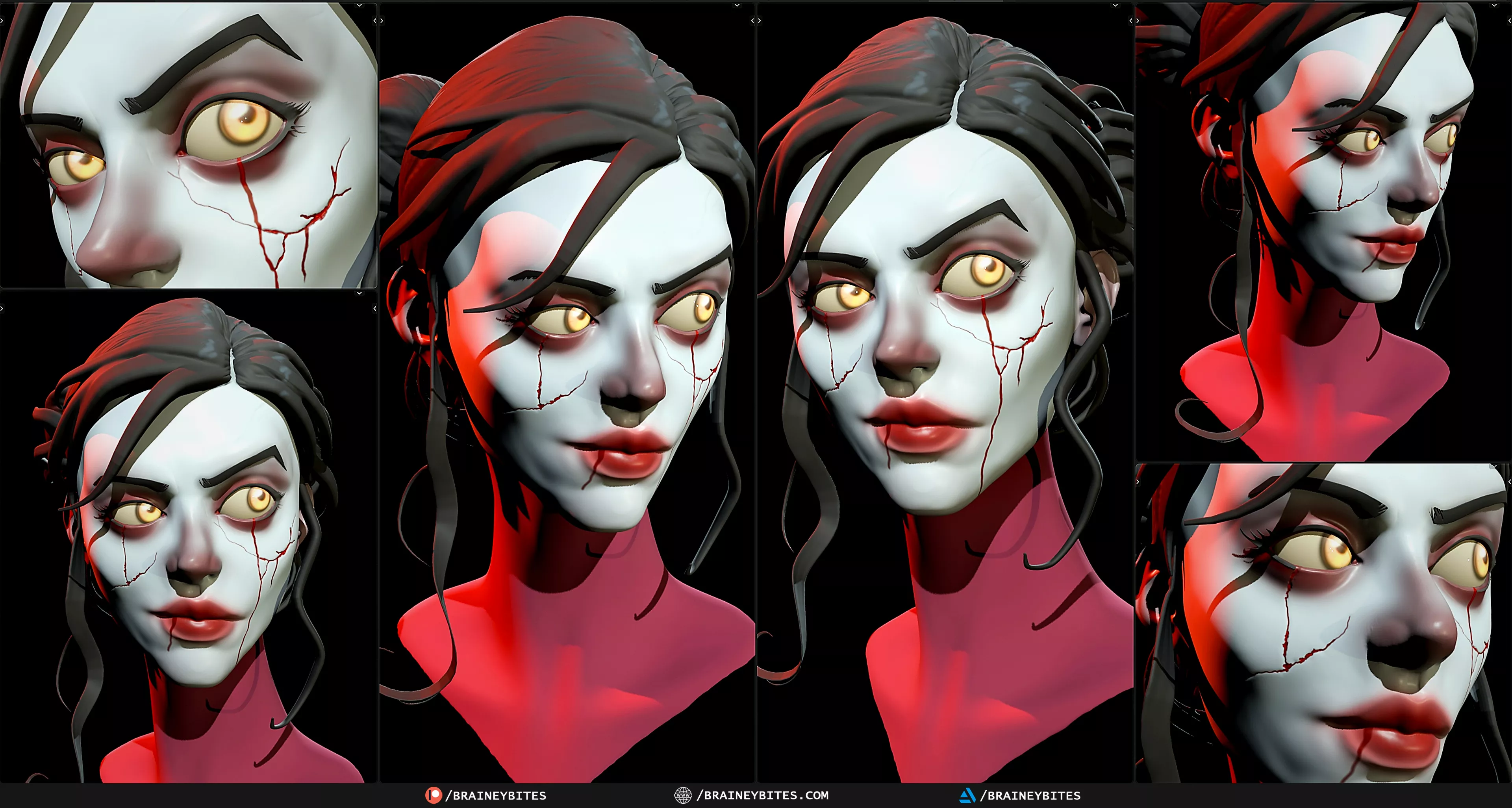 Stylized Cracked Female Head Free 3D model