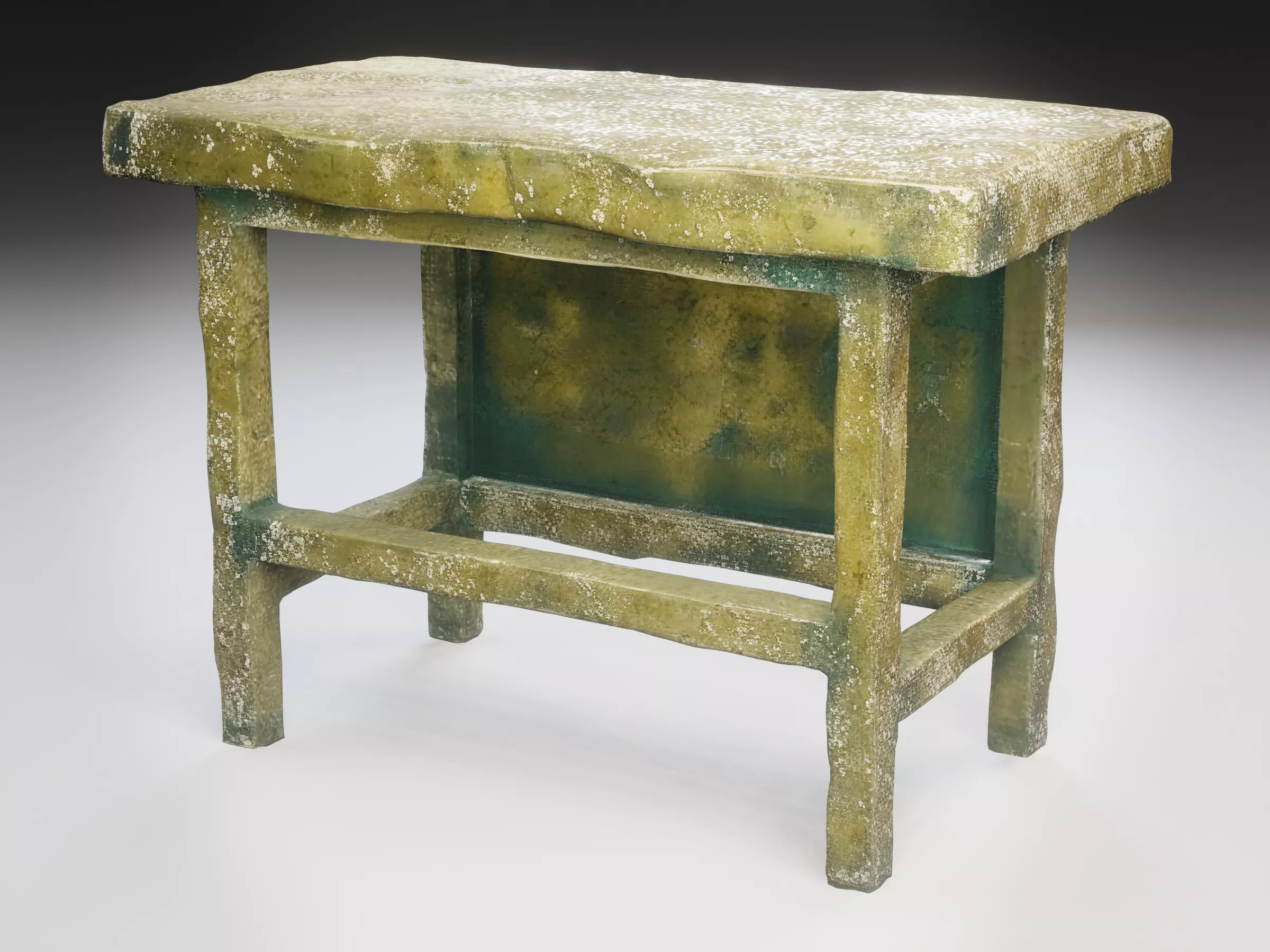 Salt Encrusted Pewter Workbench Steampunk Workshop Table Prop Low-poly 3D model