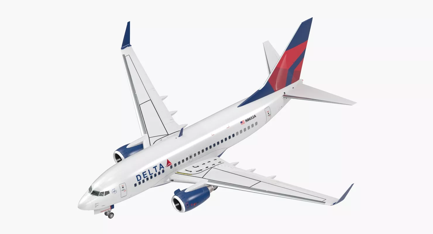 Boeing 737 600 Delta Air Lines Rigged 3D model
