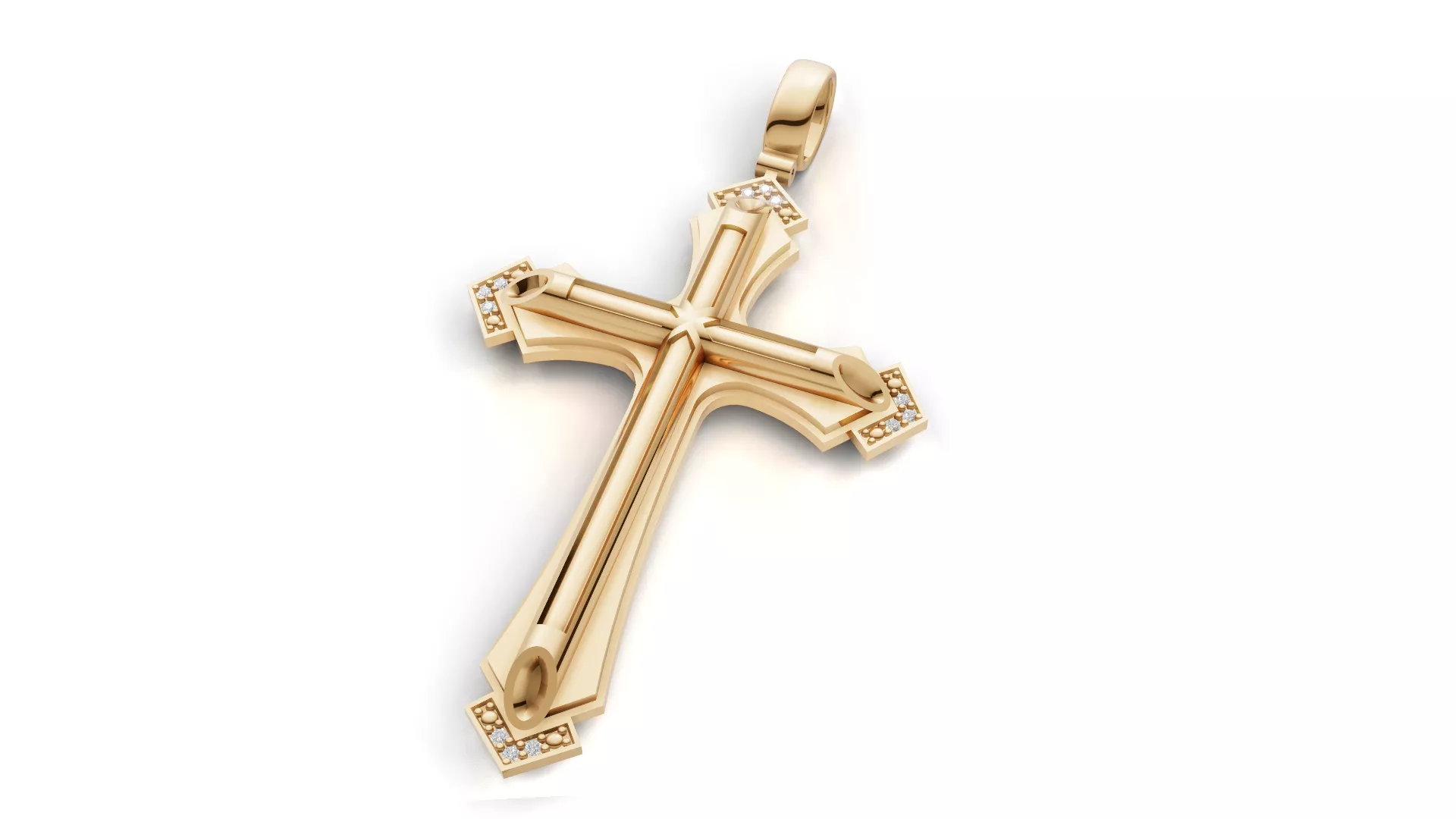 Orthodox Cross Pendant with Diamonds 3D Print Model 3D print model