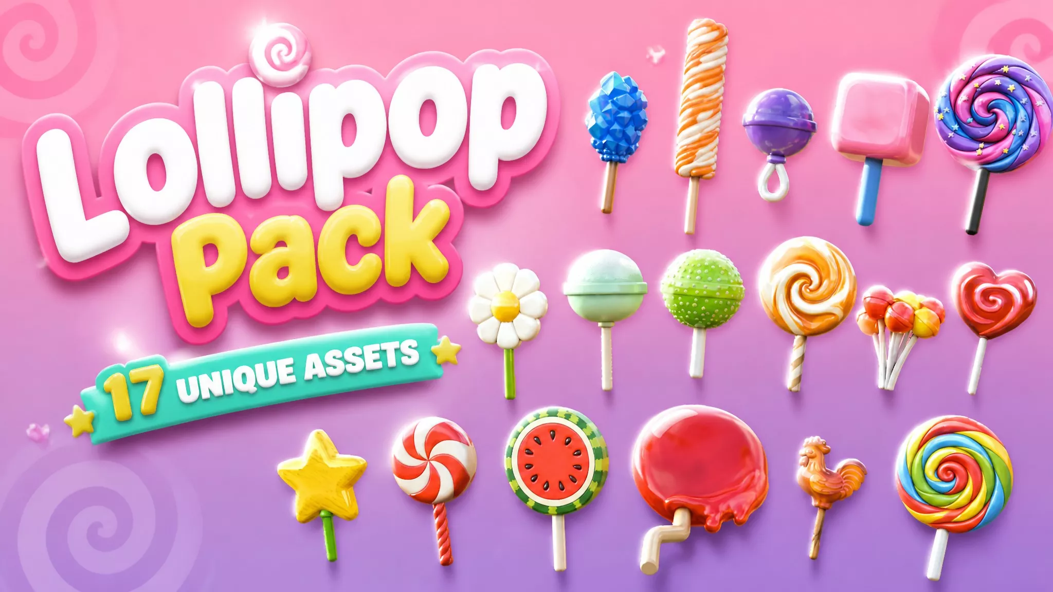 Lollipop Pack Low-poly 3D model