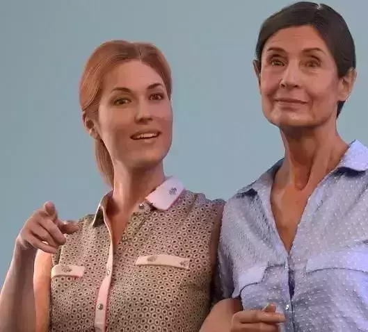 Mother and grandmother walking together 3D model