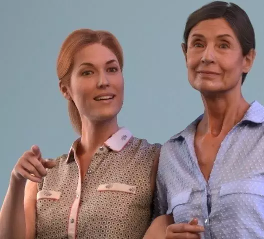 Mother and grandmother walking together 3D model