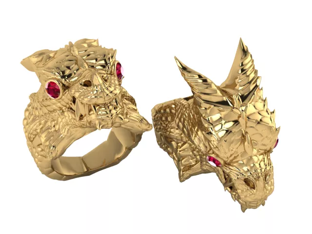 Fierce Ruby-Eyed Dragon Ring 3D print model