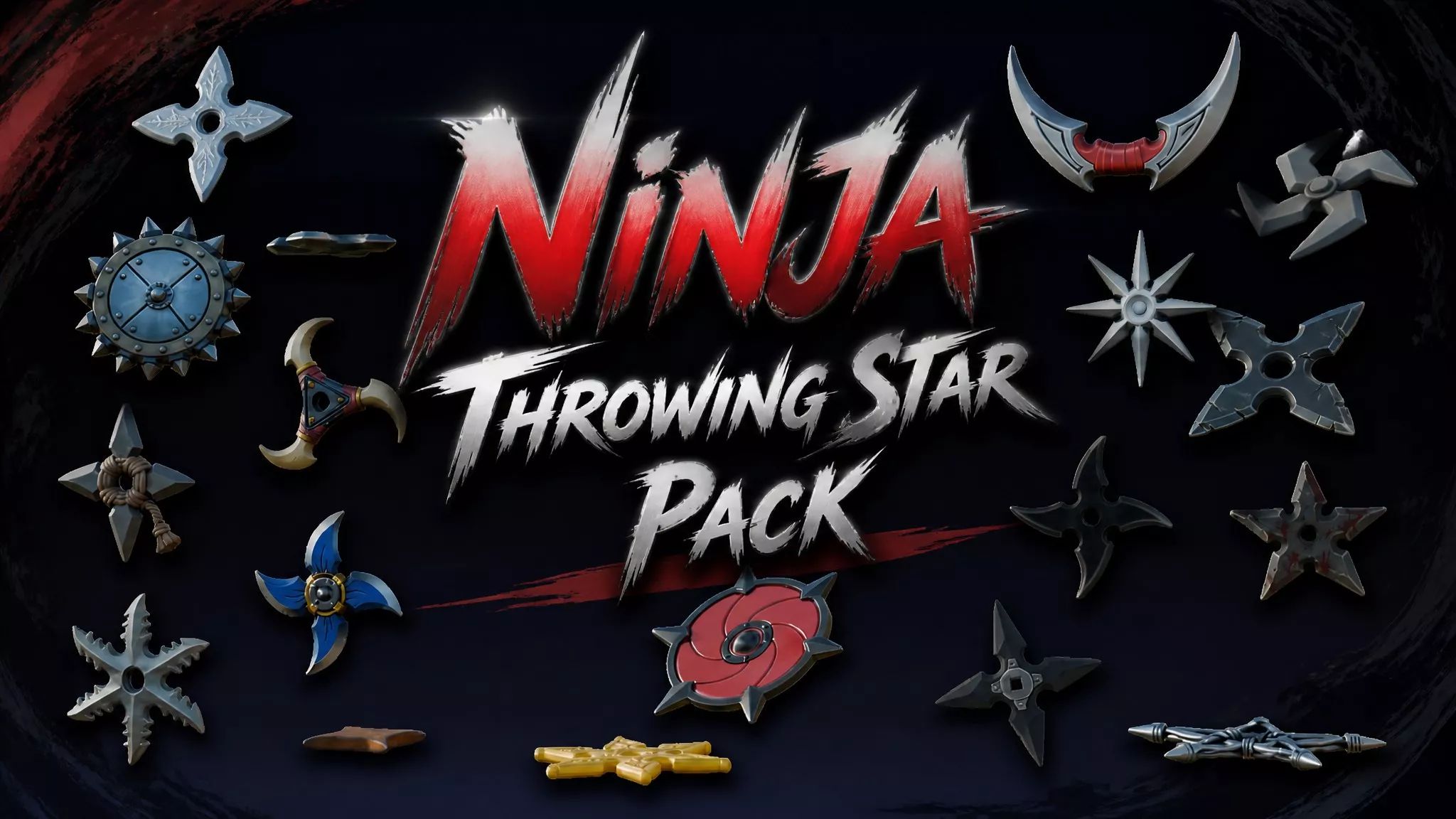 Ninja Throwing Star Pack Low-poly 3D model