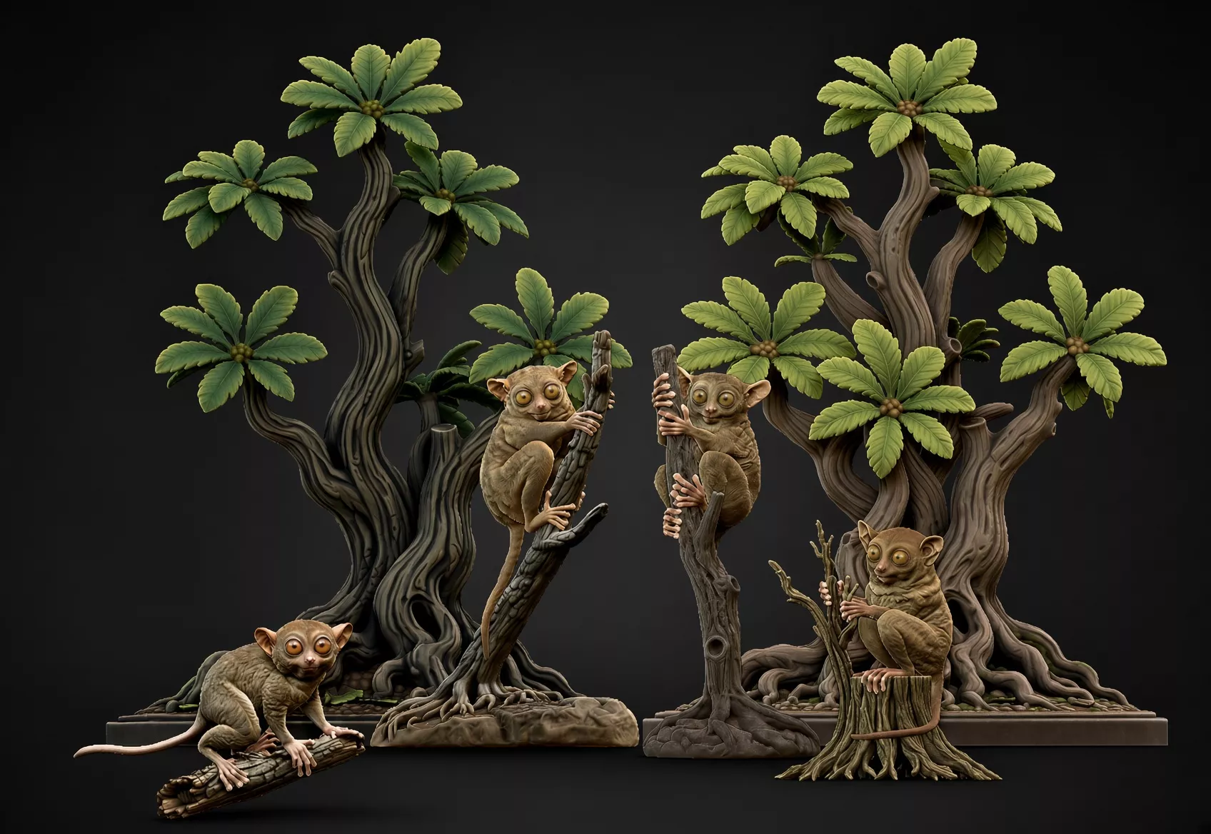 Tarsier Diorama and Tropical Tree 3D print model