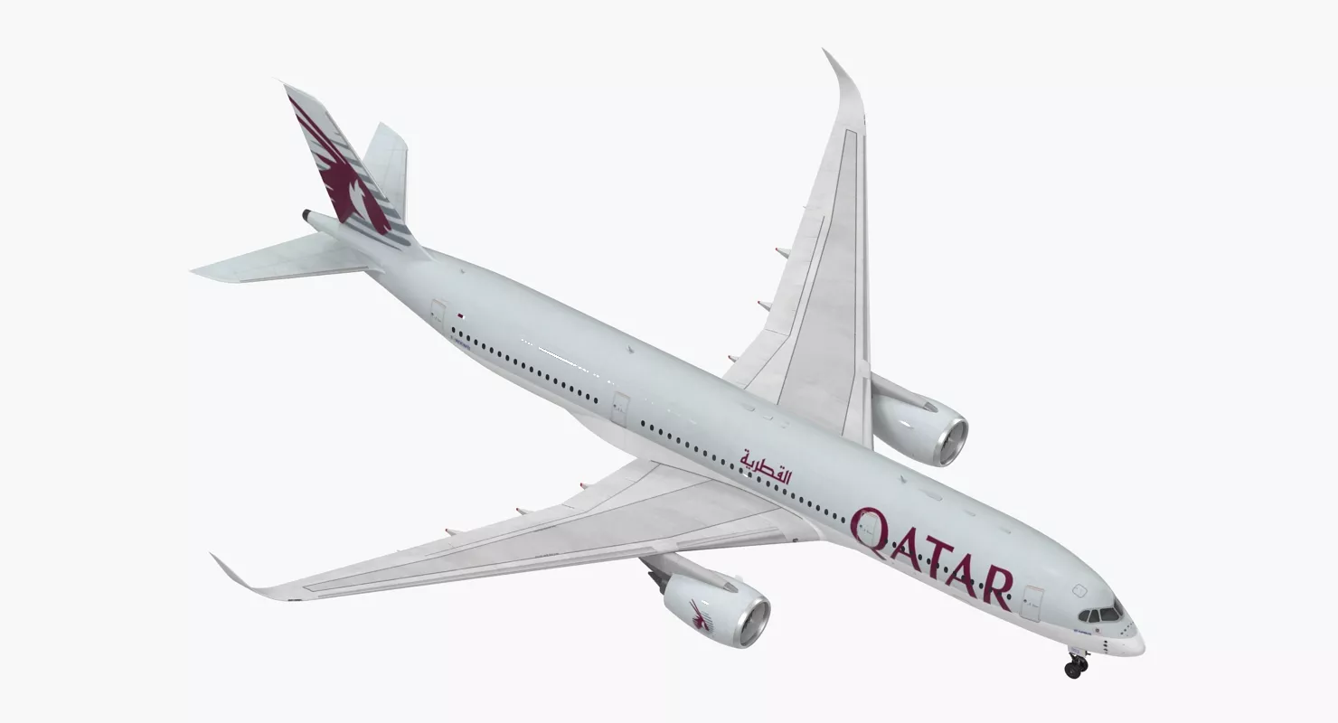 Airbus A350 900 Qatar Rigged 3D model