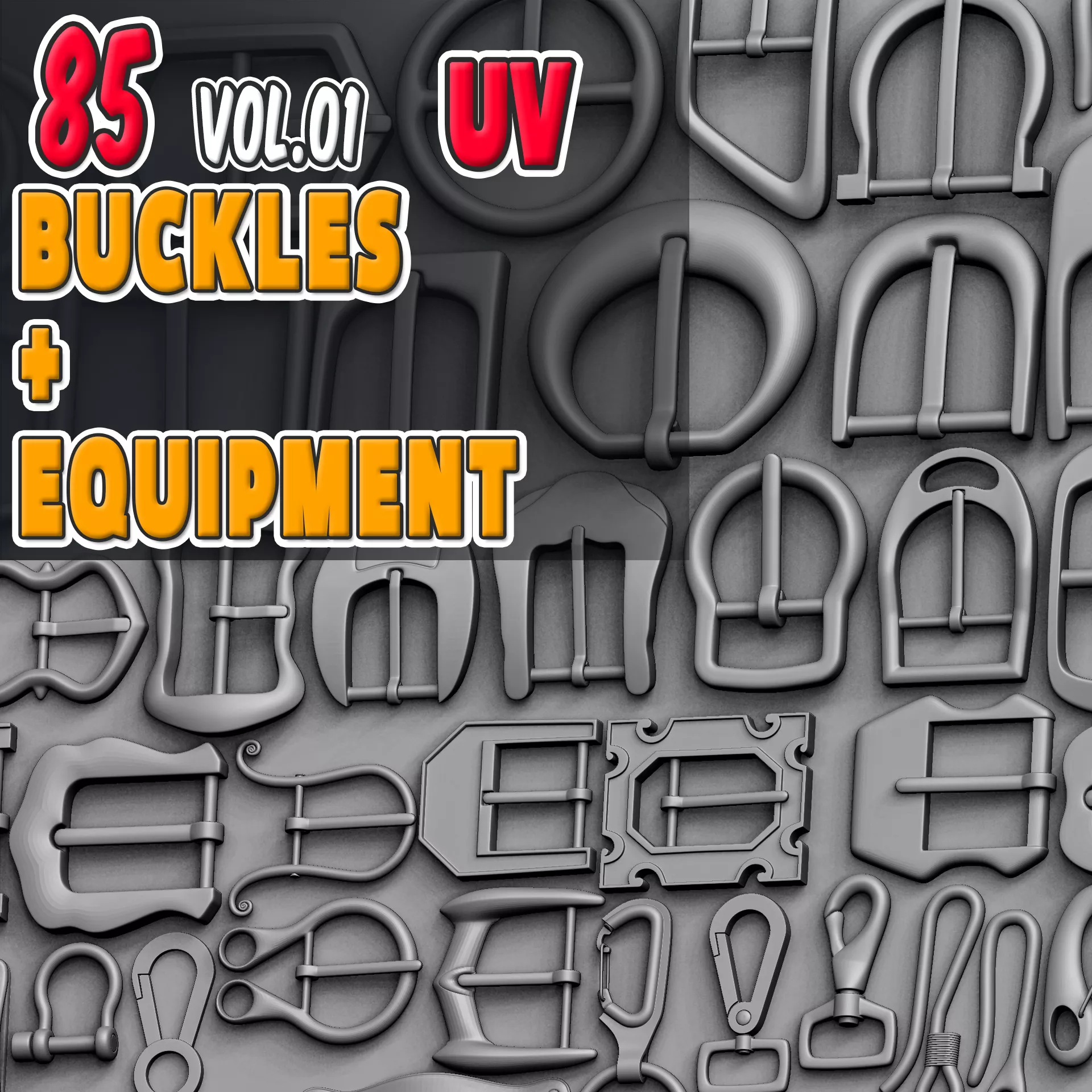 85 Buckle And Equipment And IMM Brush And UV And OBJ Vol01 3D model