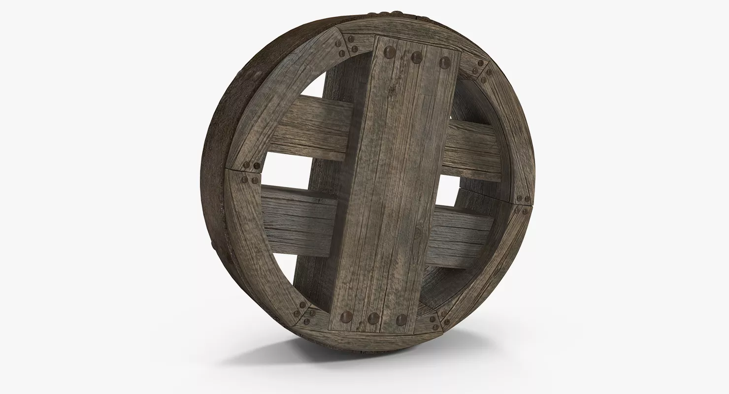 Antique Wooden Wheel 3D model