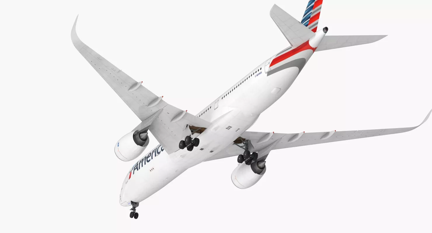 Airbus A350 900 American Airlines Rigged 3D model