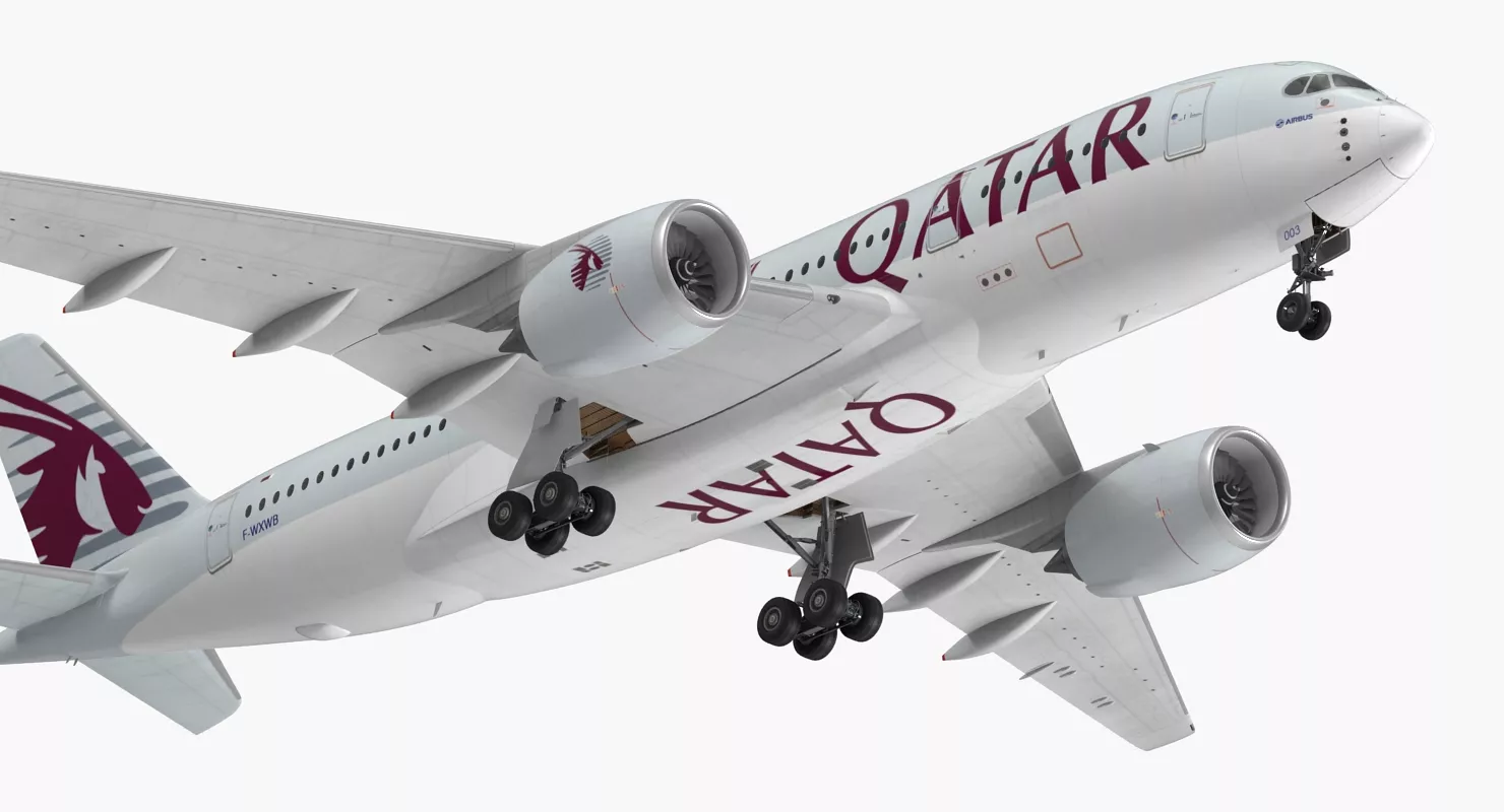 Airbus A350 800 Qatar Rigged 3D model