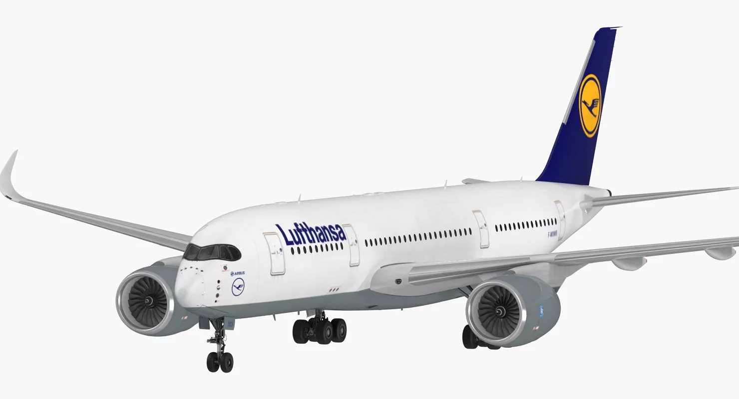 Airbus A350 800 Lufthansa Rigged 3D model