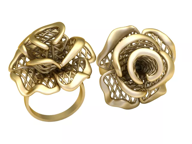 Sculptural Woven Rose Gold Ring 3D print model
