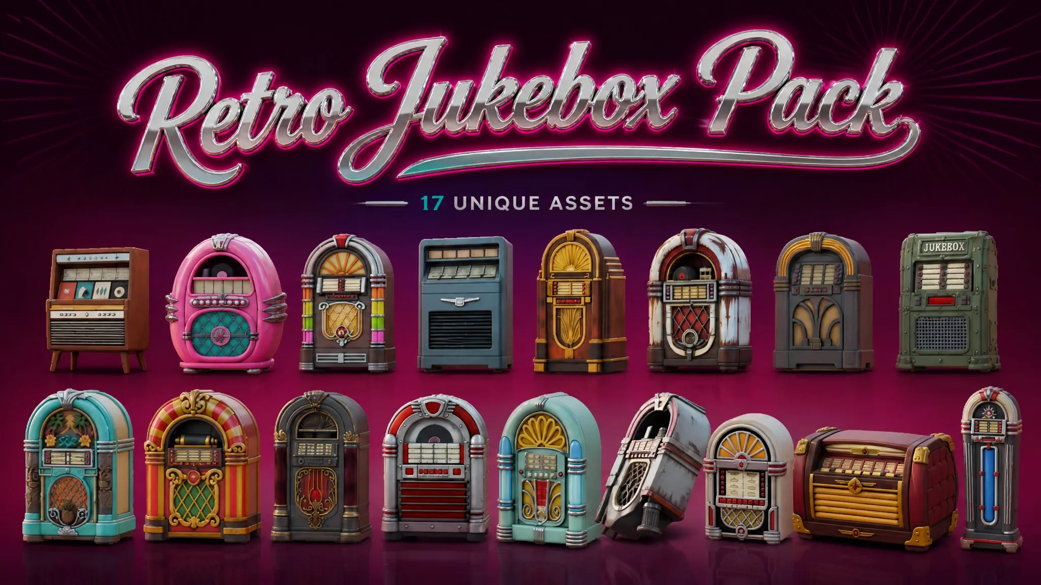 Retro Jukebox Pack Low-poly 3D model