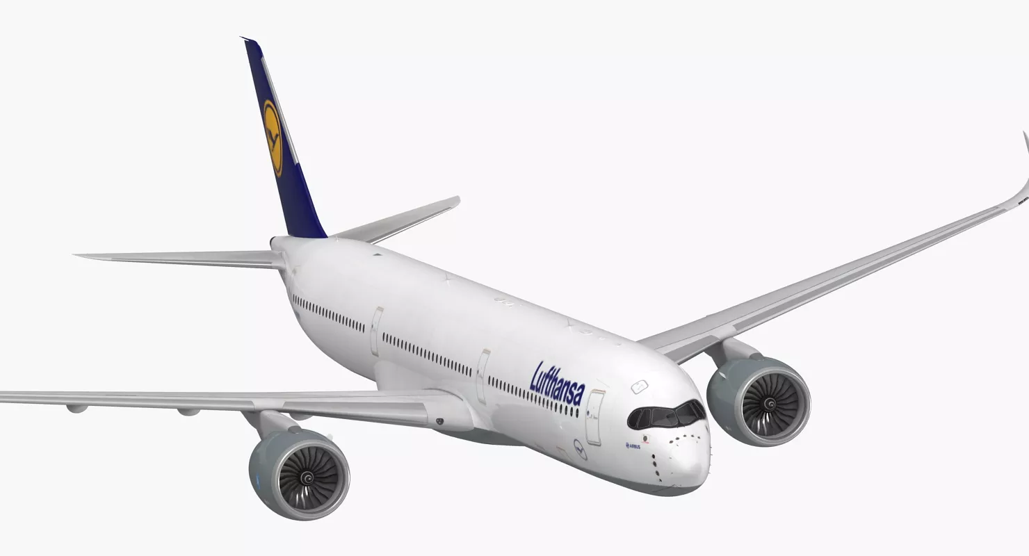 Airbus A350 1000 Lufthansa Rigged 3D model