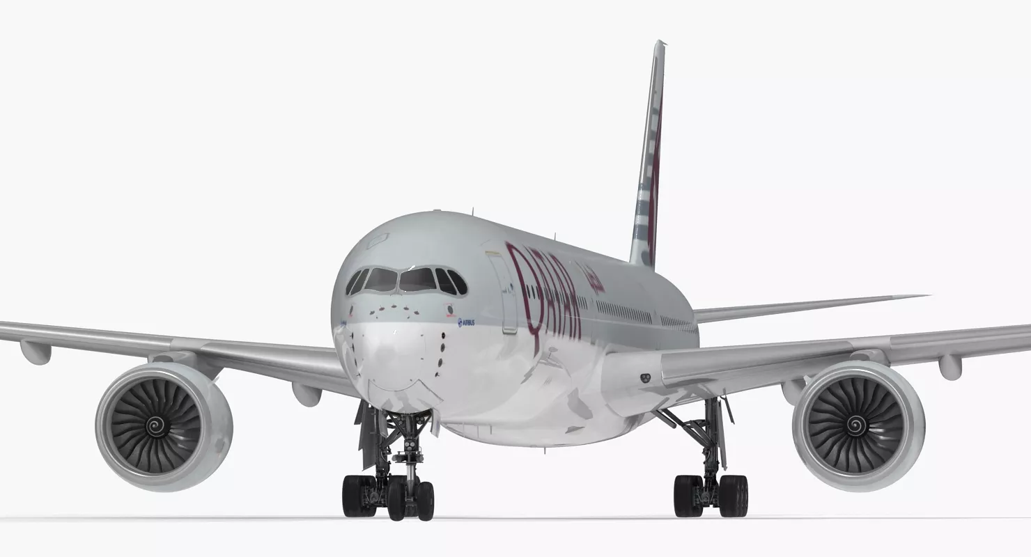 Airbus A350 1000 Qatar Rigged 3D model