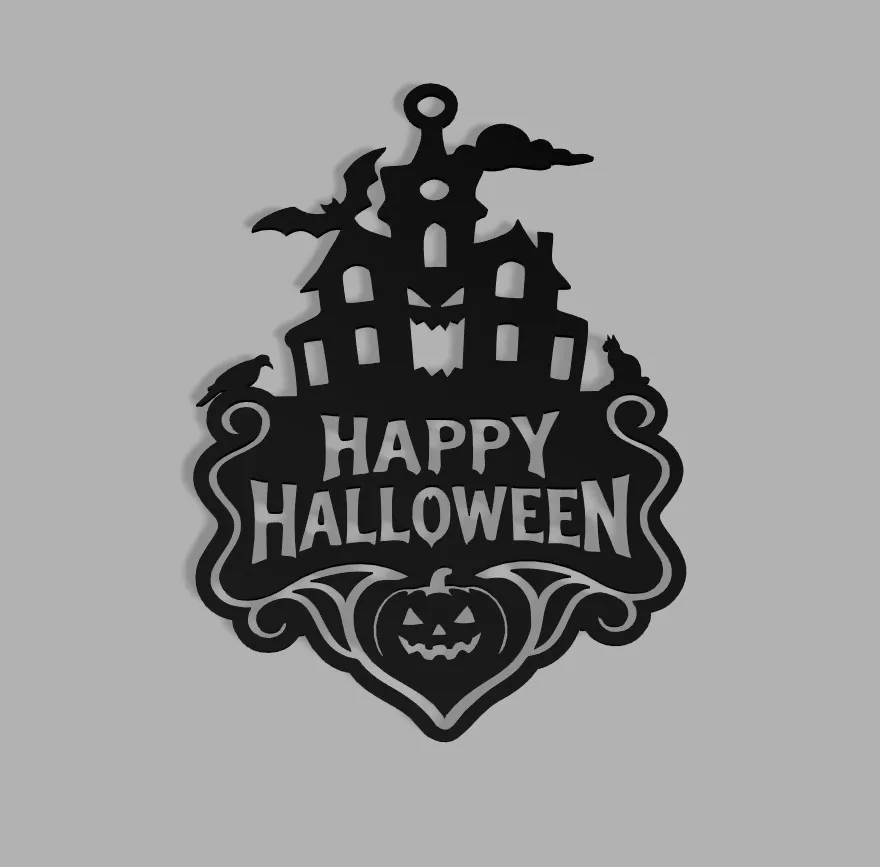 Happy Halloween Door Sign Hanger 3D print model