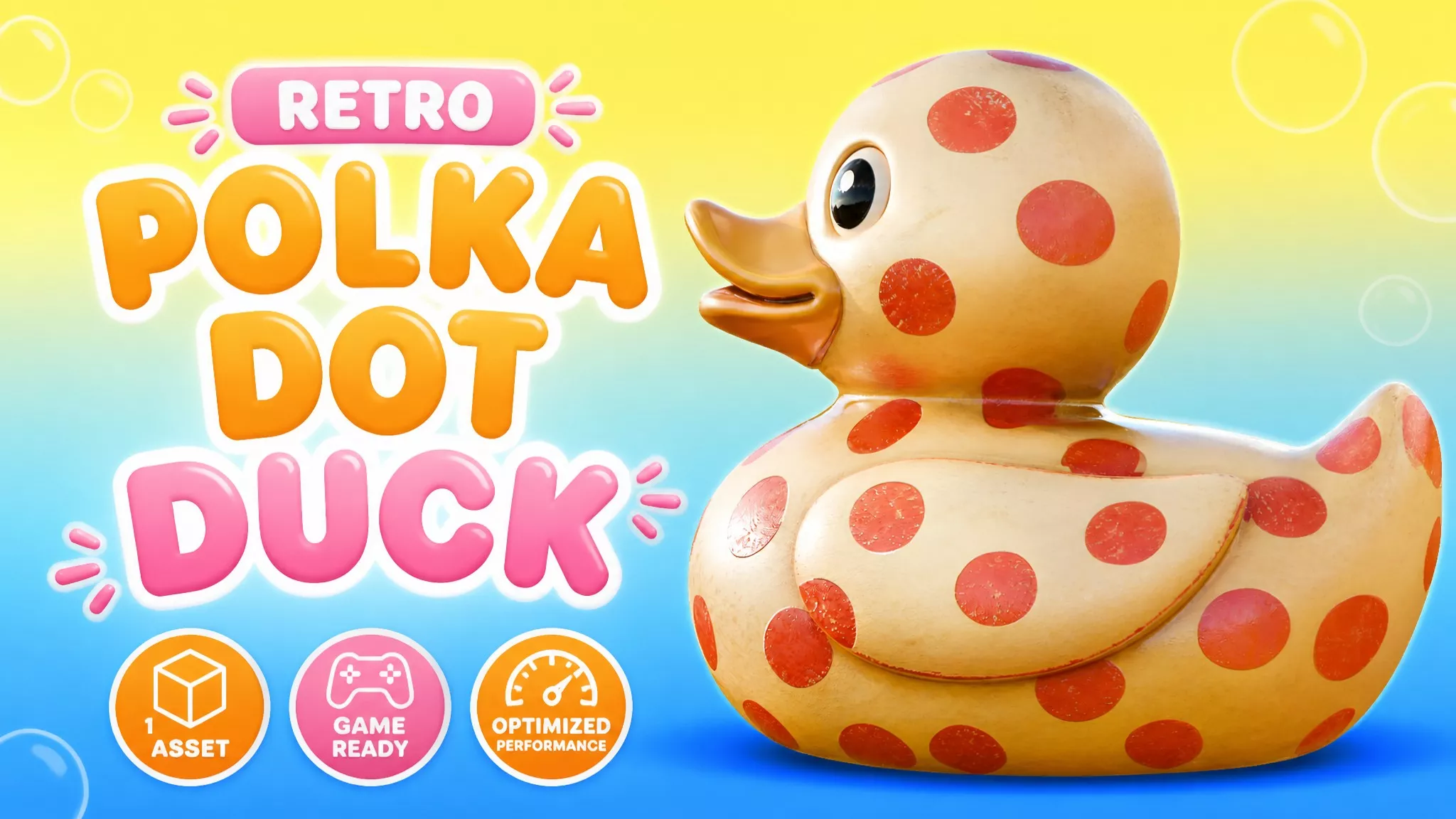 Retro Polka Dot Duck Low-poly 3D model