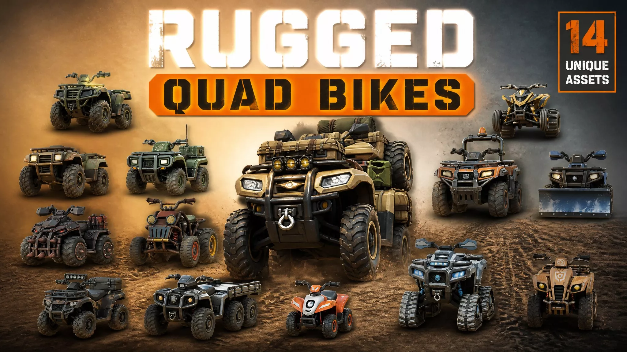 Rugged Quad Bikes Low-poly 3D model