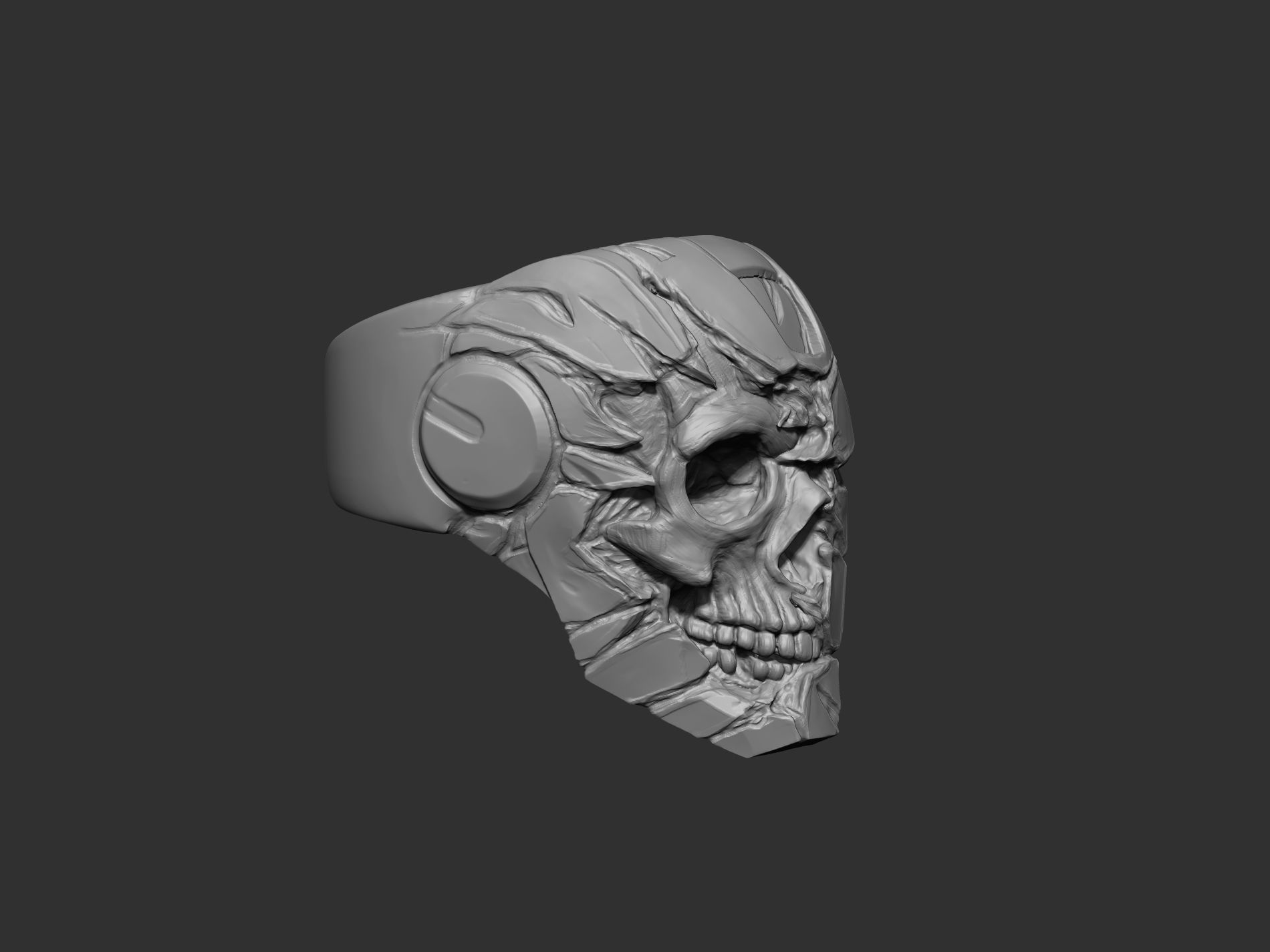 Robot skull  Ring  3D print model_6