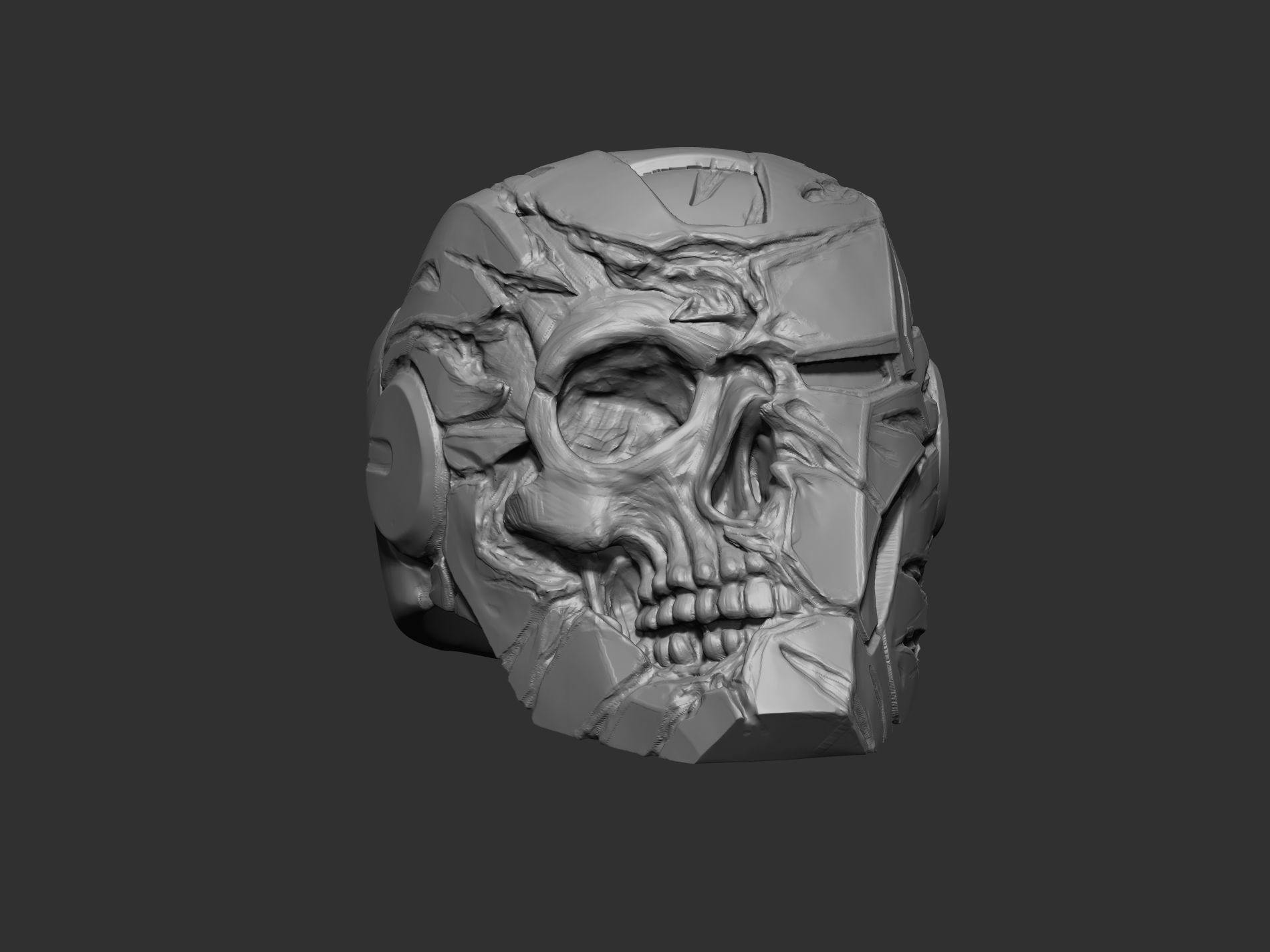 Robot skull  Ring  3D print model_5