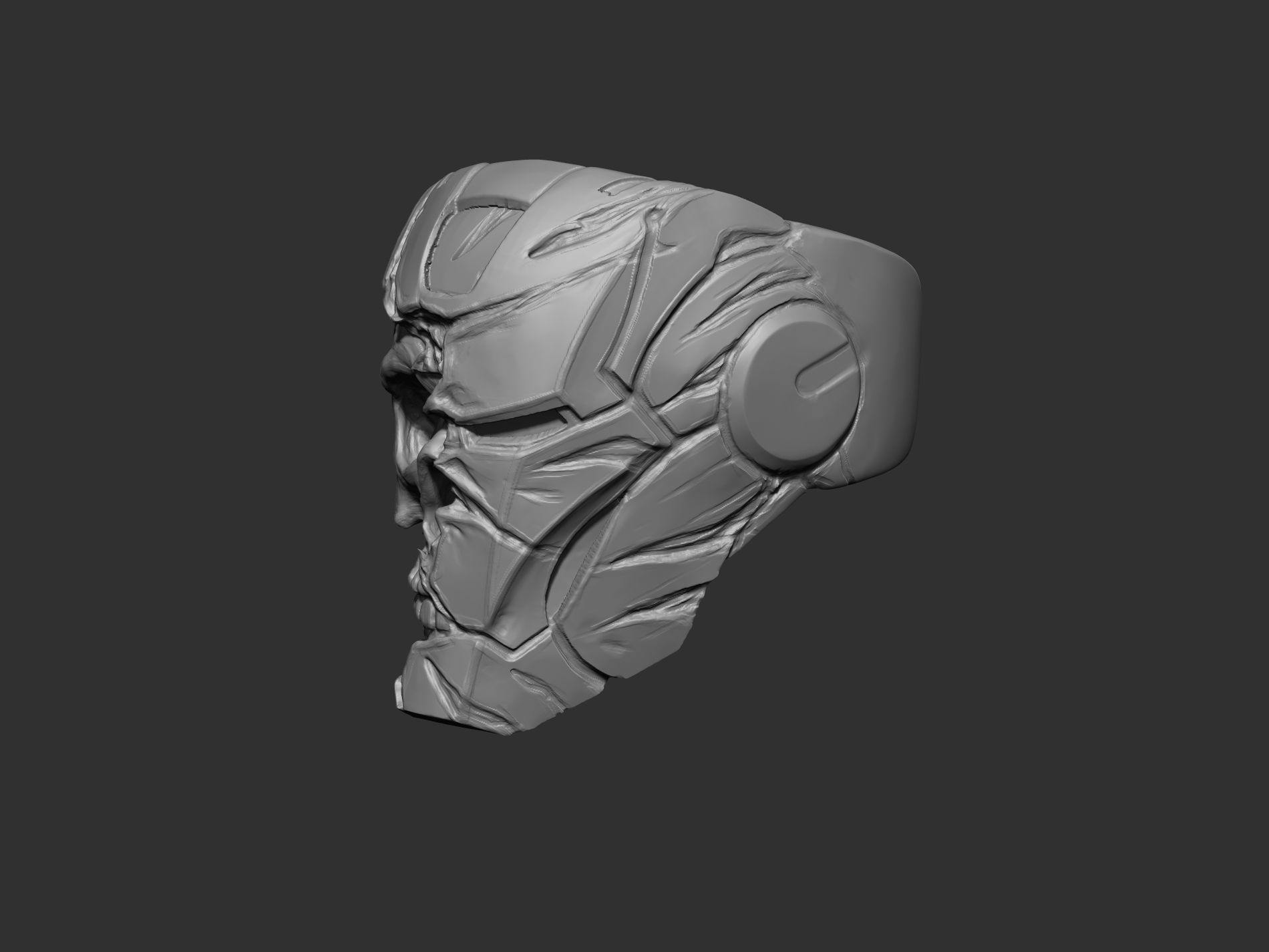 Robot skull  Ring  3D print model_1