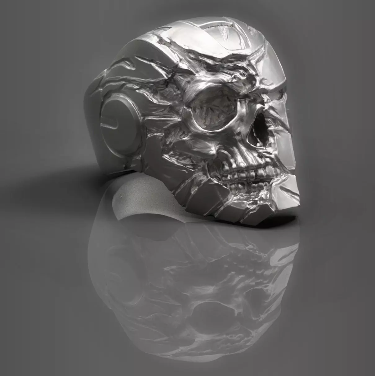 Robot skull  Ring  3D print model_0