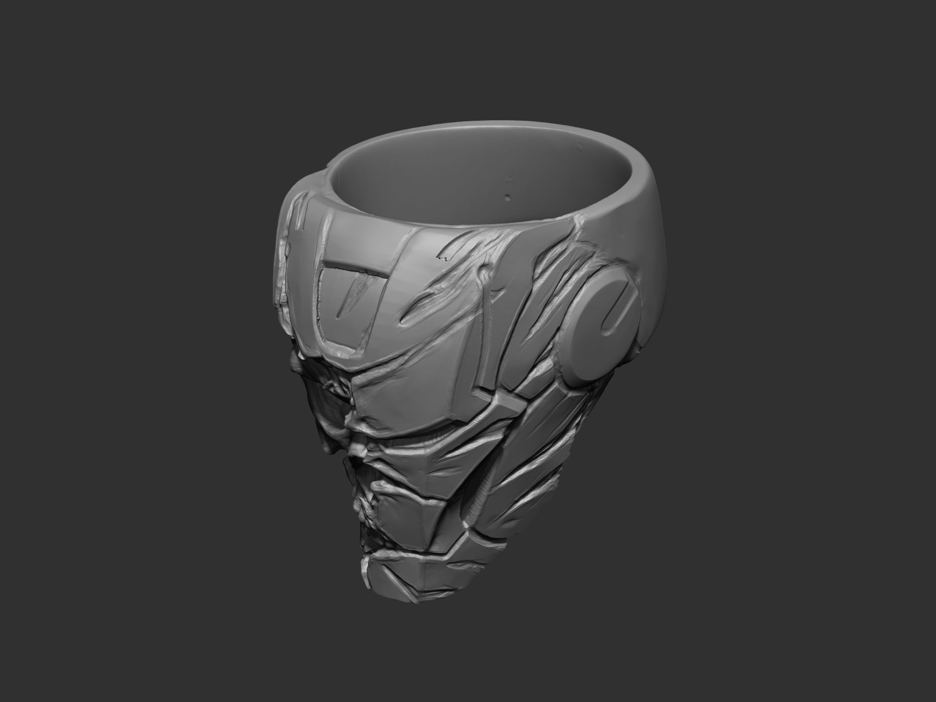 Robot skull  Ring  3D print model_3